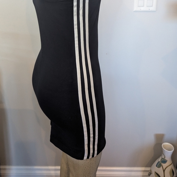 Adidas Originals Lifestyle Mini Black Dress 3 stripe, Cotton Elastane Size S - Picture 6 of 13